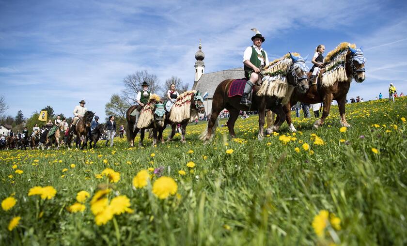 Traditional pilgrimage with horses in Traunstein © ANSA/EPA