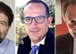 Tre dei quattro candidati alla Regione: a sinistra Carlo Trerotola (centrosinstra),  Antonio Mattia (M5S) e Vito Bardi (centrodestra) © ANSA