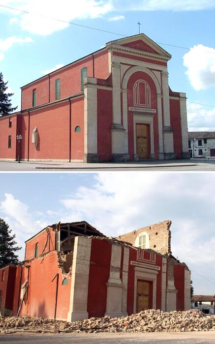 Il castello di San Felice (Modena) prima e dopo i danni provocati dalla scossa di terremoto ANSA/ELISABETTA BARACCHI © Ansa