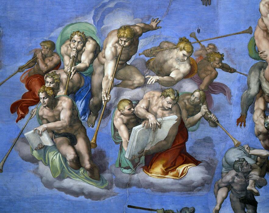 Un dettaglio del 'Giudizio universale' di  Michelangelo © Ansa