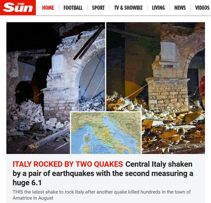 Il terremoto sulle prime pagine dei giornali online © 