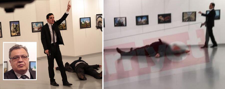 La sequenza dell'attentato all'ambasciatore russo Andrei Karlov © Ansa