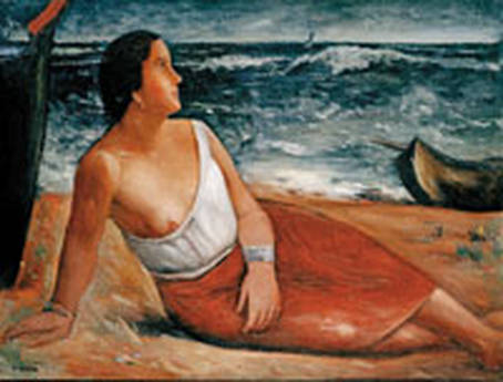 Carlo Carra': donna sulla spiaggia