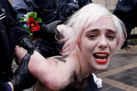 FEMEN protest against EU-Russia Summit in Brussels