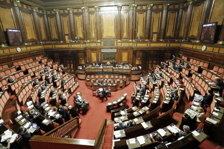 Aula del Senato durante la discussione prima del voto di fiducia sul decreto legge in materia di processo civile - RIPRODUZIONE RISERVATA