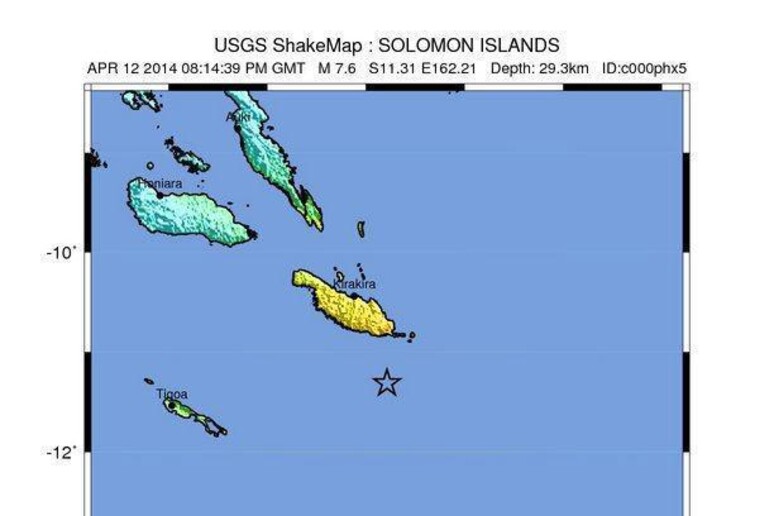 Magnitude 7.6 earthquake near Solomon Islands coast © ANSA/EPA