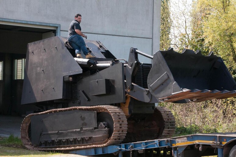 A bulldozer Veneto separatists are accused of trying to turn into a makeshift tank. -     ALL RIGHTS RESERVED