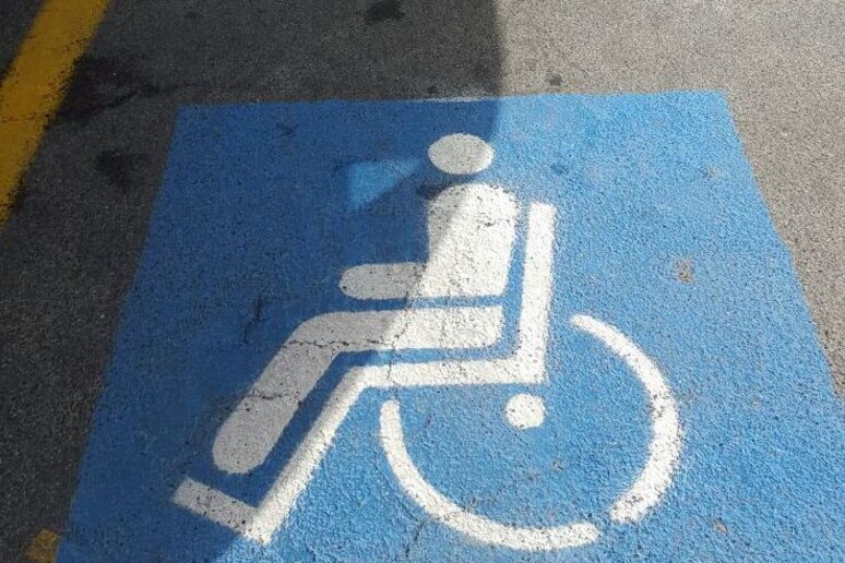 L 'icona del parcheggio in spazio disabili - RIPRODUZIONE RISERVATA