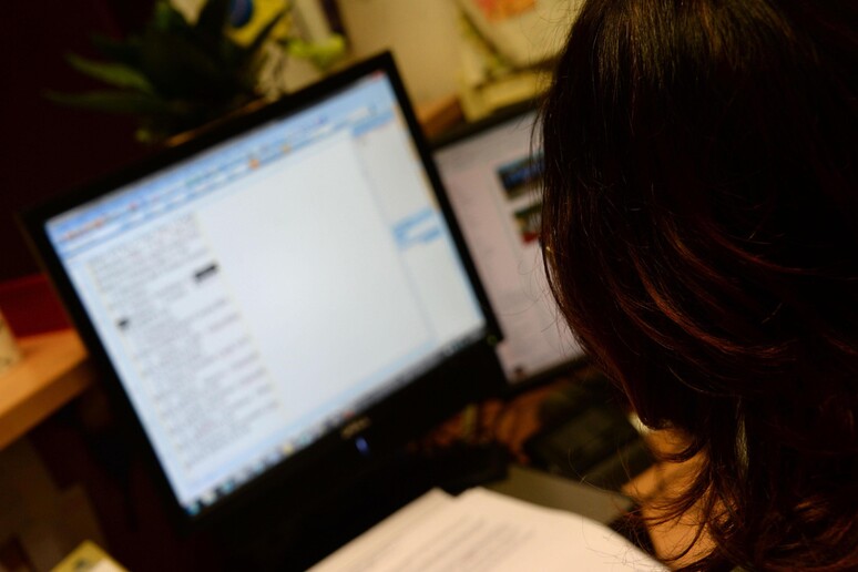 Una donna al computer in una foto di archivio - RIPRODUZIONE RISERVATA