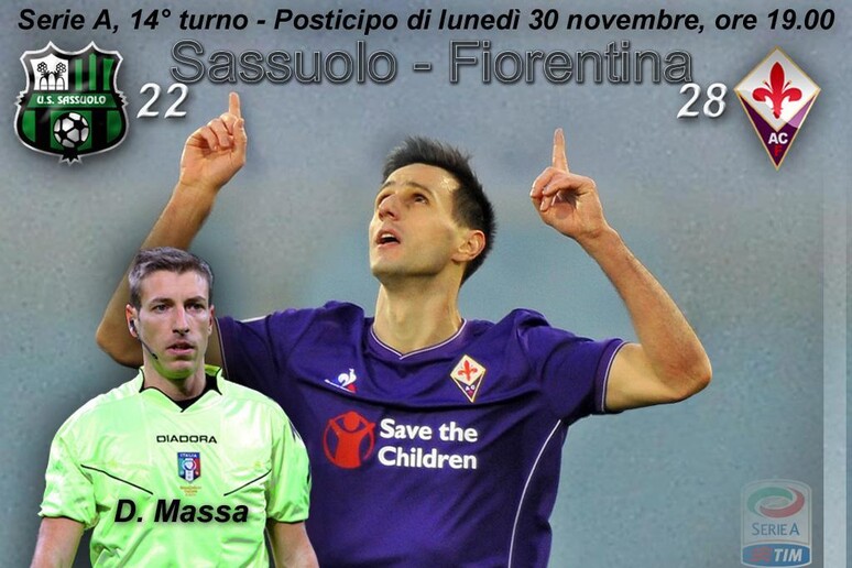 Sassuolo-Fiorentina di lunedi ' alle 19.00 in A - RIPRODUZIONE RISERVATA