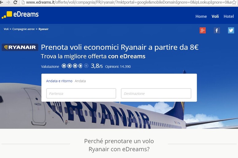Un dominio Ryanair.eDreams.com - RIPRODUZIONE RISERVATA