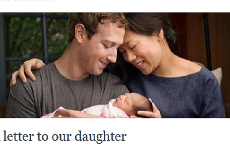 Mark Zuckerberg diventa papà, è nata Max - RIPRODUZIONE RISERVATA