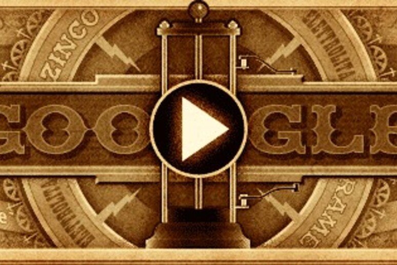 Il doodle di Google celebra il 270/o anniversario della nascita di Alessandro Volta - RIPRODUZIONE RISERVATA