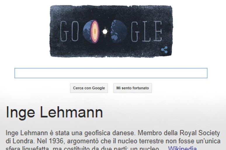 Doodle di Google in onore di Inge Lehmann - RIPRODUZIONE RISERVATA