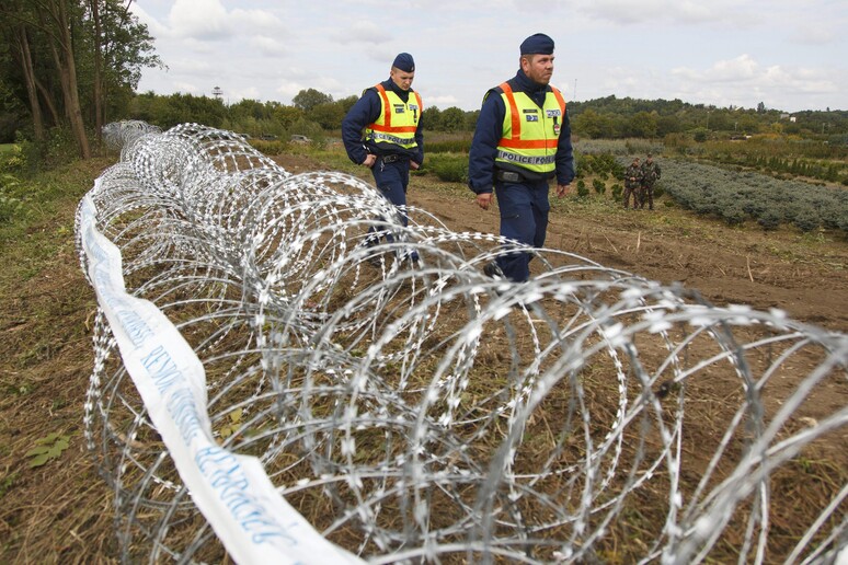 Barriera ai confini ungheresi © ANSA/AP