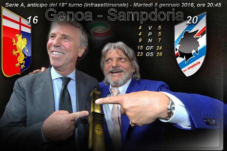 Genoa-Sampdoria anticipo del turno n.18 (infrasettimanale) di serie A - RIPRODUZIONE RISERVATA