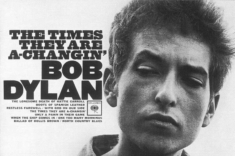La copertina dell 'album di Bob Dylan  'The times they are a-changing uscito il 13 gennaio 1964 - RIPRODUZIONE RISERVATA