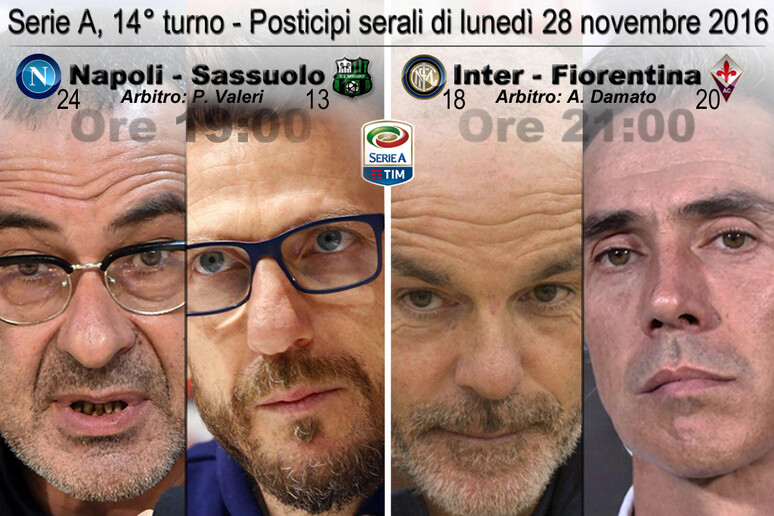 Serie A: Napoli-Sassuolo e Inter-Fiorentina - RIPRODUZIONE RISERVATA