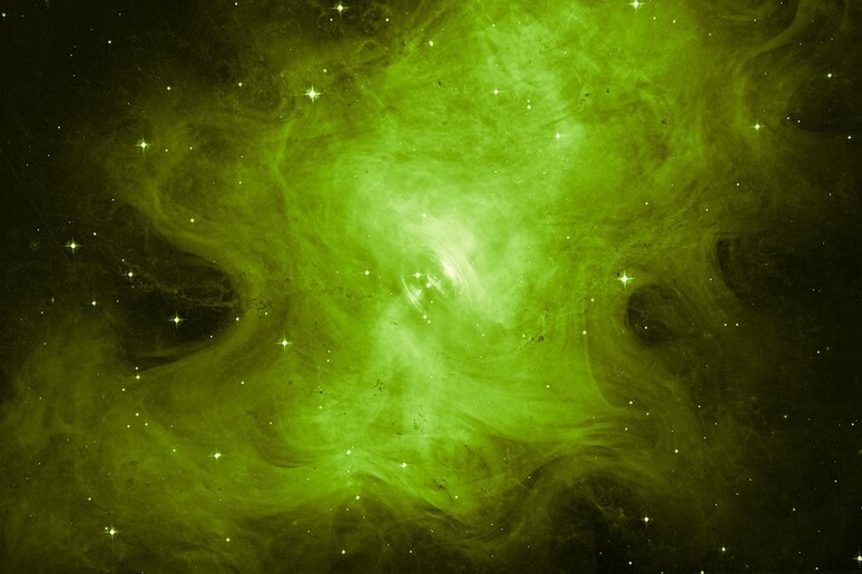 Il cuore  'pulsante ' della stella zombie fotografato da Hubble nella Nebulosa del Granchio (fonte: NASA/ESA, M. Weisskopf/Marshall Space Flight Center) - RIPRODUZIONE RISERVATA