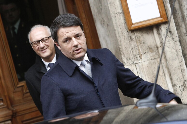 Premier Matteo Renzi leaving the Senate PD caucus meeting -     ALL RIGHTS RESERVED