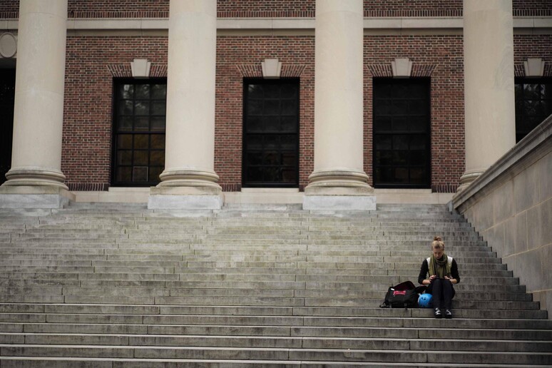 Una scalinata all 'interno di Harvard - RIPRODUZIONE RISERVATA