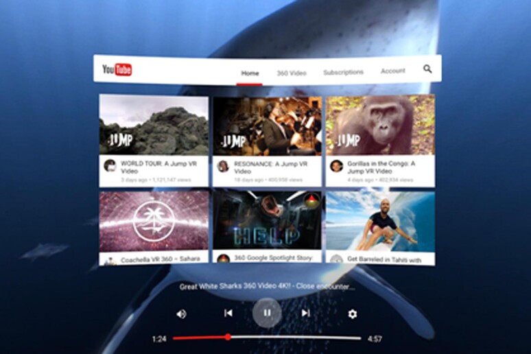 Realtà virtuale, ecco l 'app YouTube per Daydream - RIPRODUZIONE RISERVATA