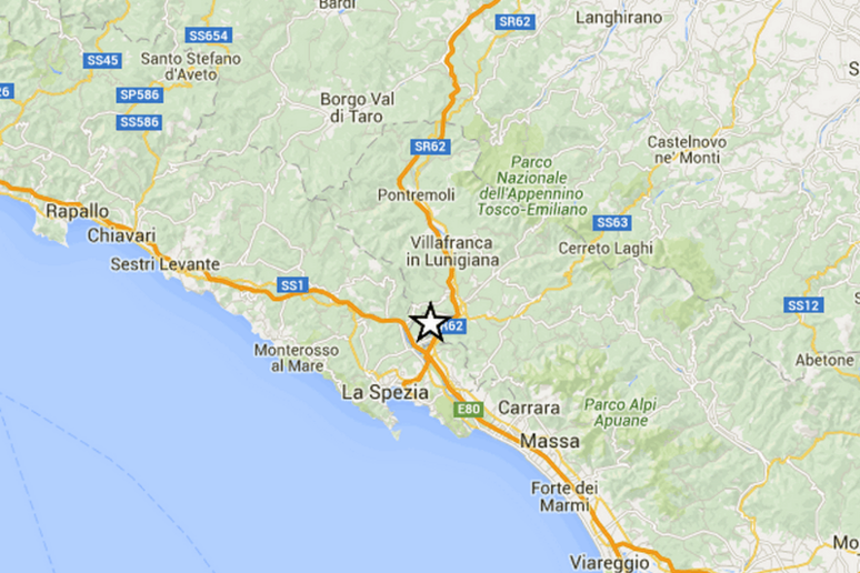 Localizzazione del terremoto del 23 giugno a La Spezia (fonte: INGV) - RIPRODUZIONE RISERVATA