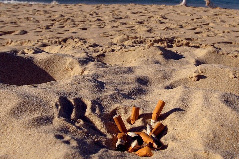 Mozziconi di sigaretta su una spiaggia - RIPRODUZIONE RISERVATA