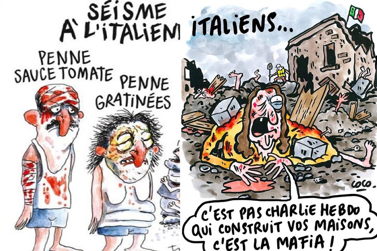 Le due vignette di Charlie Hebdo - RIPRODUZIONE RISERVATA