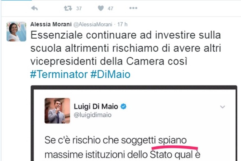 Il tweet con l 'errore di Luigi Di Maio - RIPRODUZIONE RISERVATA