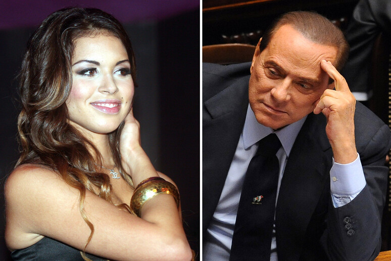 Una foto combo mostra la ragazza marocchina Karima  'Ruby ' El Mahroug (S) e Silvio Berlusconi - RIPRODUZIONE RISERVATA