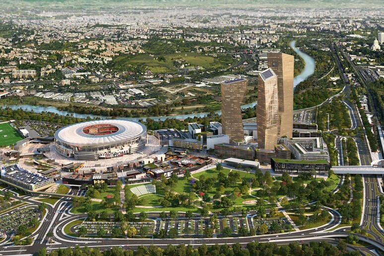 Un rendering del progetto dello stadio dell 'As Roma, in una immagine del 30 maggio 2016 - RIPRODUZIONE RISERVATA