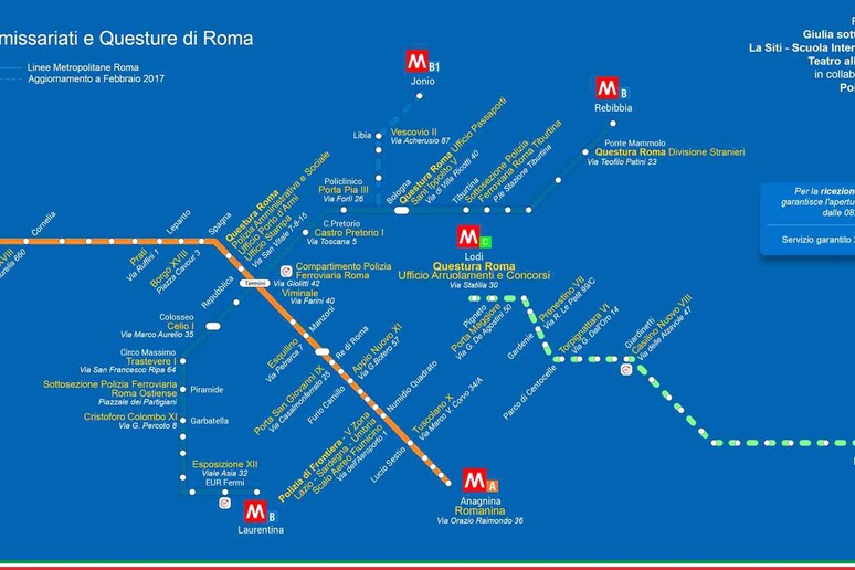 La mappa dei commissariati di Roma vicini alla metro - RIPRODUZIONE RISERVATA