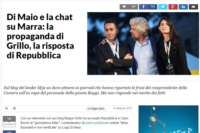 Repubblica replica sul sito:  'Nessuna selezione frasi chat ' - RIPRODUZIONE RISERVATA
