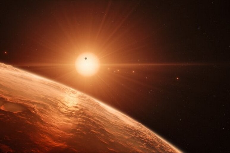 Rappresentazione artistica del sistema planetario Trappist-1 (fonte: ESO/N. Bartmann/spaceengine.org) - RIPRODUZIONE RISERVATA
