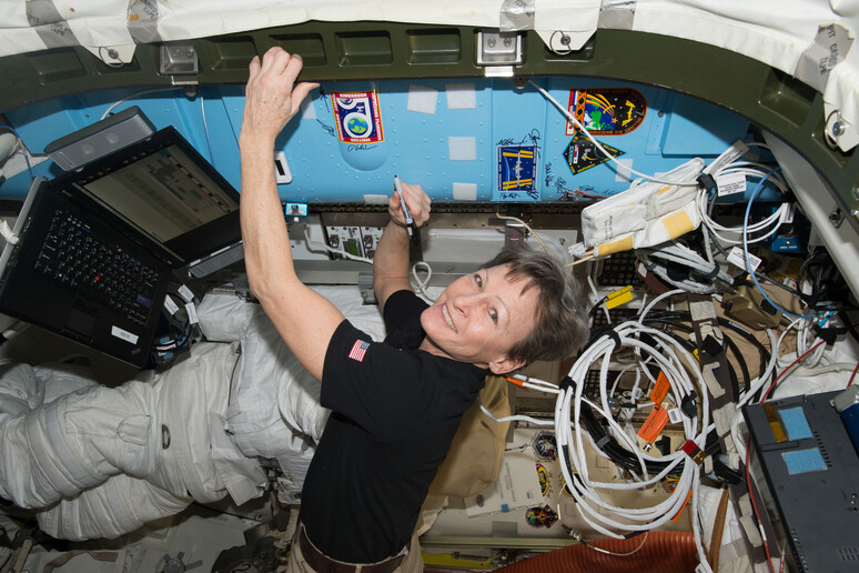 L 'astronauta Peggy Whitson nella Stazione Spaziale Internazionale (fonte: NASA Johnson) - RIPRODUZIONE RISERVATA