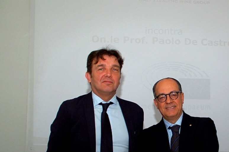 Da sinistra Carlo Dalmonte con l 'eroparlamentare Paolo De Castro - RIPRODUZIONE RISERVATA