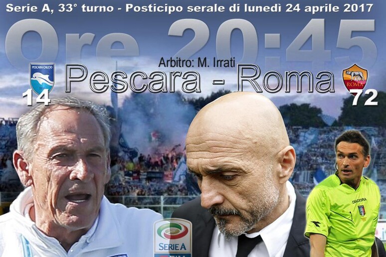 Serie A, posticipo di lunedi ': Pescara-Roma - RIPRODUZIONE RISERVATA