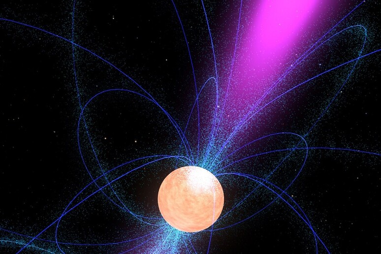 Rappresentazione artistica di una pulsar (fonte: Nasa) - RIPRODUZIONE RISERVATA