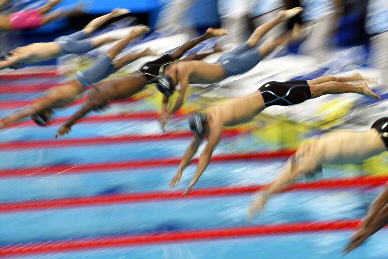 La partenza dei 50m Freestyle ai campionati del mondo di nuoto, Budapest © ANSA/EPA