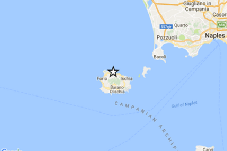 Il sisma di Ischia localizzato a 2 km di profondità (fonte: INGV) - RIPRODUZIONE RISERVATA