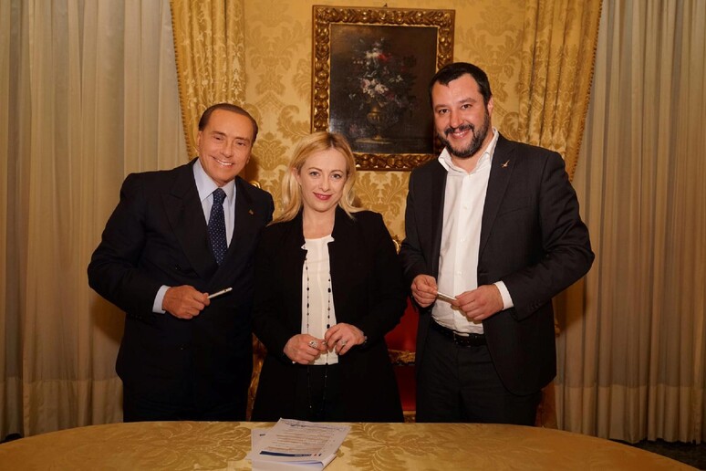 Berlusconi with Salvini and Meloni -     ALL RIGHTS RESERVED