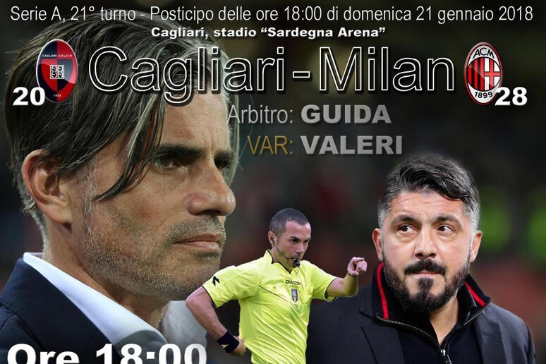 Serie A, Cagliari-Milan alle 18 - RIPRODUZIONE RISERVATA