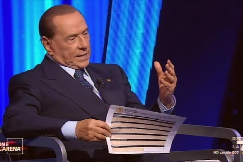 Silvio Berlusconi in un frame tratto da  'Non è l 'Arena ' - RIPRODUZIONE RISERVATA