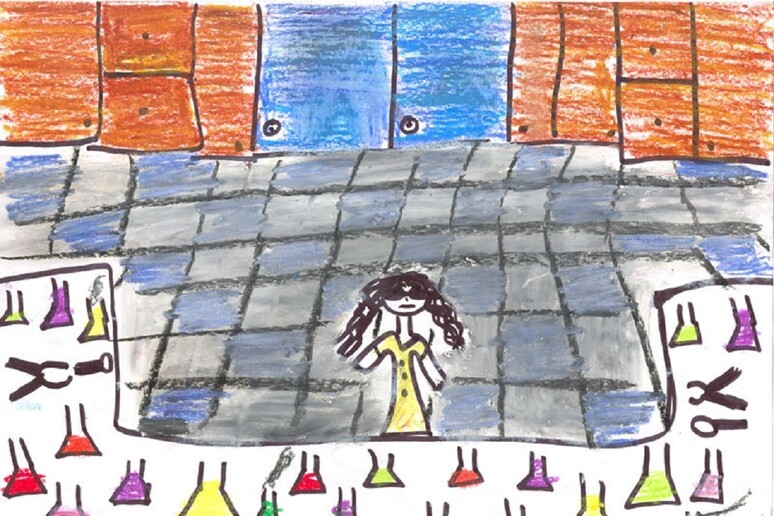 Una ricercatrice nel disegno di una ragazzina di età compresa tra 10 e 11 anni (fonte: Vasilia Christidou) - RIPRODUZIONE RISERVATA