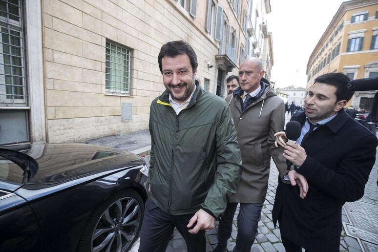 Matteo Salvini oggi nei pressi della Camera - RIPRODUZIONE RISERVATA