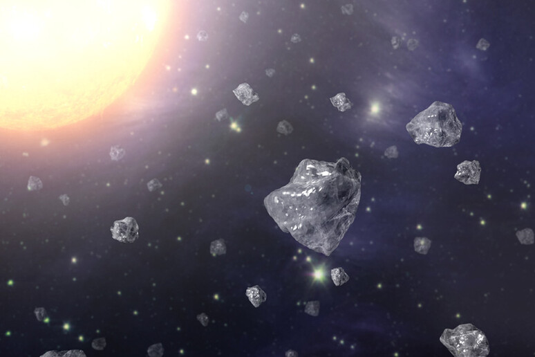 Una rappresentazione artistica di diamanti provenienti da altri pianeti (fonte: NASA/JPL-Caltech) - RIPRODUZIONE RISERVATA