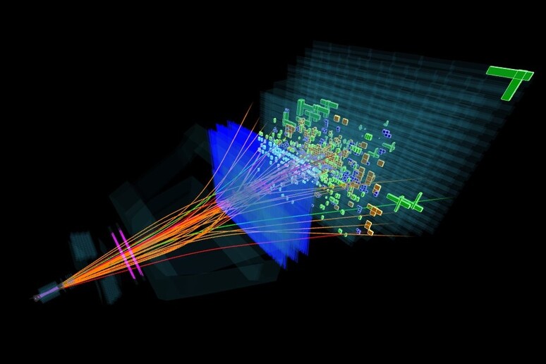 Una delle prime collisioni che hanno inaugurato la nuova stagione di attività dell 'acceleratore Lhc del Cern (fonte: LHCb/CERN) - RIPRODUZIONE RISERVATA