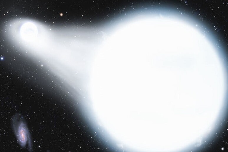 Rappresentazione artistica di una veloce nana bianca che potrebbe essere sopravvissuta all’esplosione della compagna (fonte: DAVID A. AGUILAR/ Harvard-Smithsonian Center for Astrophysics) - RIPRODUZIONE RISERVATA