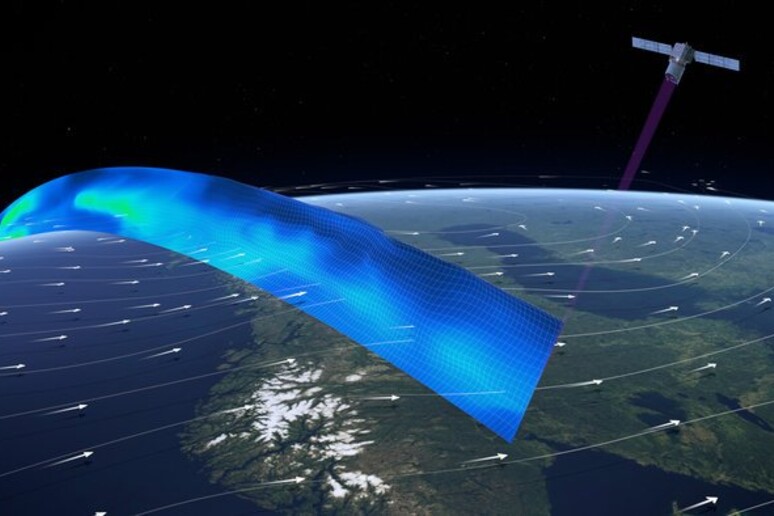 Rappresentazione artistica del satellite europeo Aeolus (fonte: ESA/ATG medialab) - RIPRODUZIONE RISERVATA